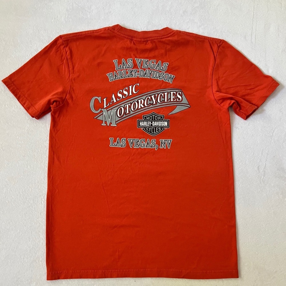 Harley-Davidson T-Shirt Orange Las Vegas Eagle Graphic Medium